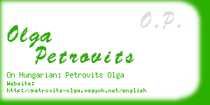 olga petrovits business card